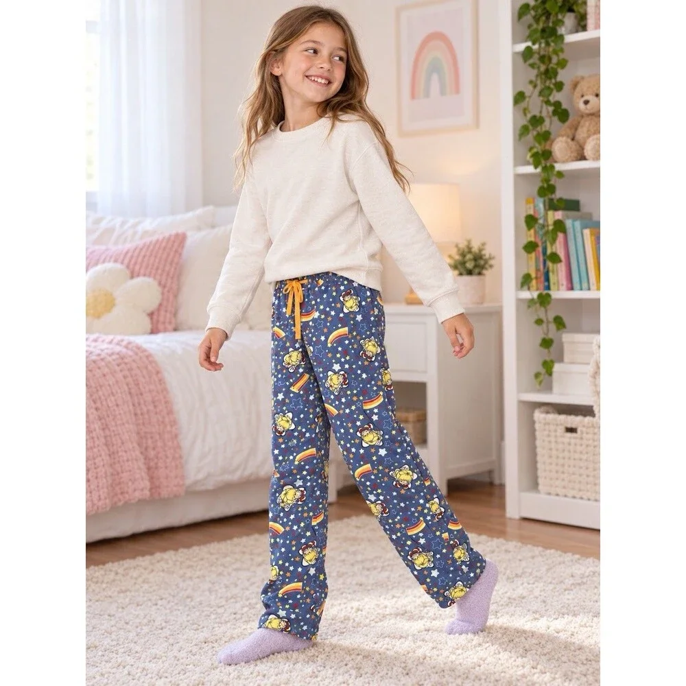 Rainbow Brite Girls Pajama Pants Blue Stars Rainbows 100% Cotton Medium AOP